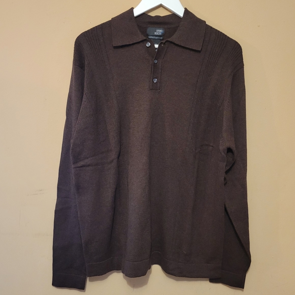 Spring+Mercer Cotton Cashmere Sweater - dark brown